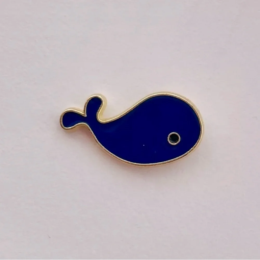 Women’s Jewelry Fashion Cute Fun Blue Whale with Nice Gold Accents Enamel Pin
